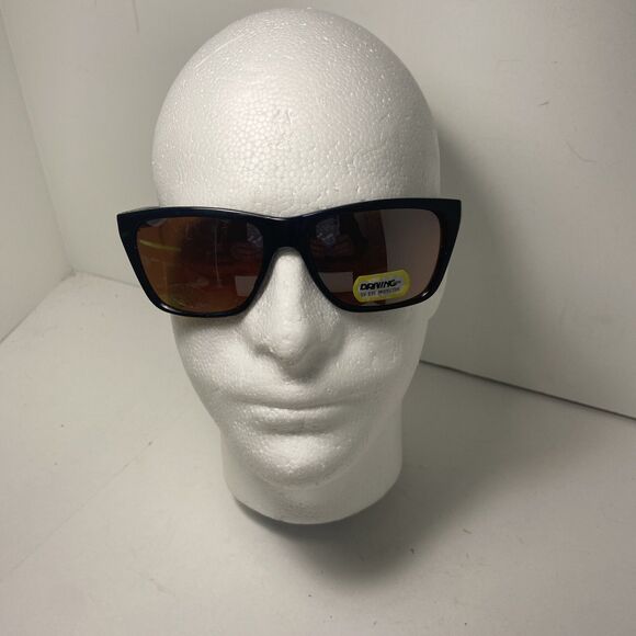 Classic  Mens Driving Sunglasses Black Plastic Frames Amber Lens USA Bonus Pair - Picture 10 of 13